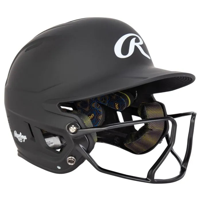 Rawlings Mach Hi-Viz Fastpitch Softball Batting Helmet With Integrated Facemask: MCHVIZ Equipment Easton Junior Black 