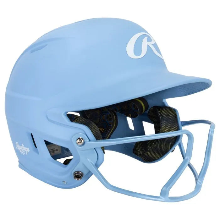 Rawlings Mach Hi-Viz Fastpitch Softball Batting Helmet With Integrated Facemask: MCHVIZ Equipment Easton Junior Columbia Blue 