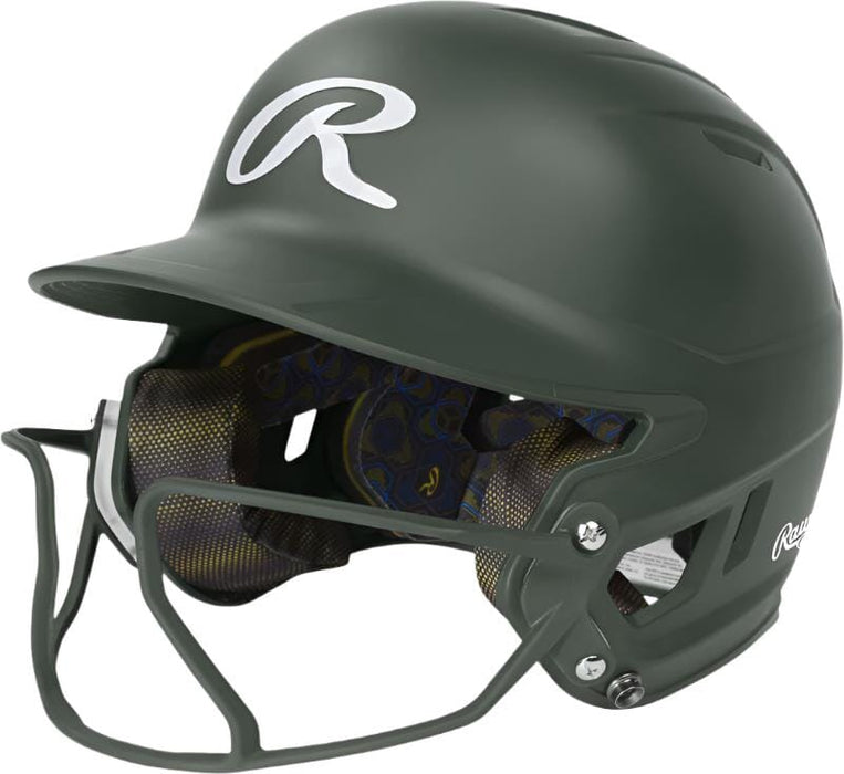 Rawlings Mach Hi-Viz Fastpitch Softball Batting Helmet With Integrated Facemask: MCHVIZ Equipment Easton Junior Dark Green 