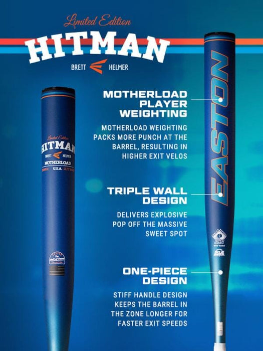 2024/25 Easton Helmer Hitman Hall-Of-Fame Edition 1-Piece SSUSA Senior Slowpitch Softball Bat: ESS4HIT1X Bats Easton 