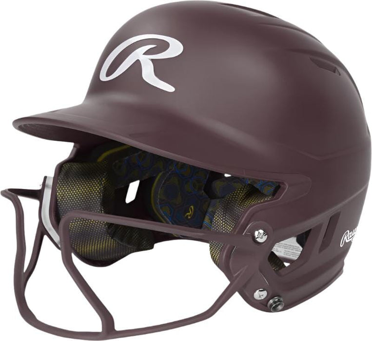 Rawlings Mach Hi-Viz Fastpitch Softball Batting Helmet With Integrated Facemask: MCHVIZ Equipment Easton Junior Maroon 