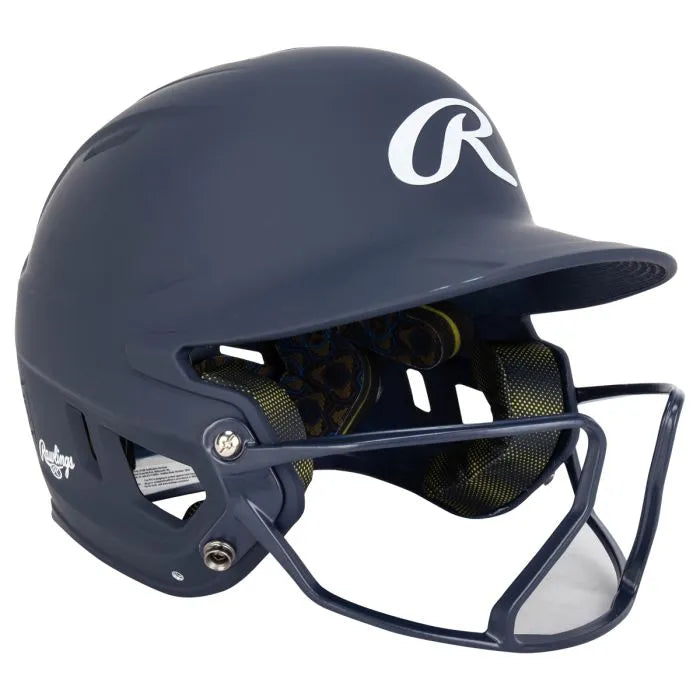 Rawlings Mach Hi-Viz Fastpitch Softball Batting Helmet With Integrated Facemask: MCHVIZ Equipment Easton Junior Navy 