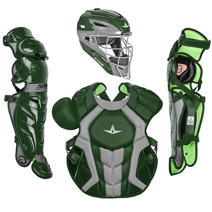 All-Star Adult System 7 Axis Baseball Catcher’s Set: CKCCPRO1X Equipment All-Star Dark Green 