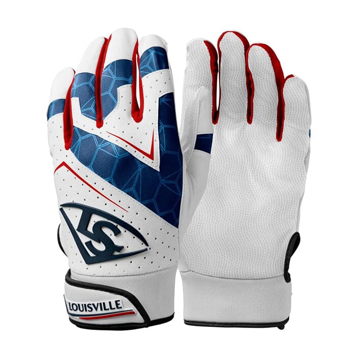 Louisville Slugger Genuine V2 Batting Gloves: WB573070 Equipment Louisville Slugger Adult Small Red-White-Blue 