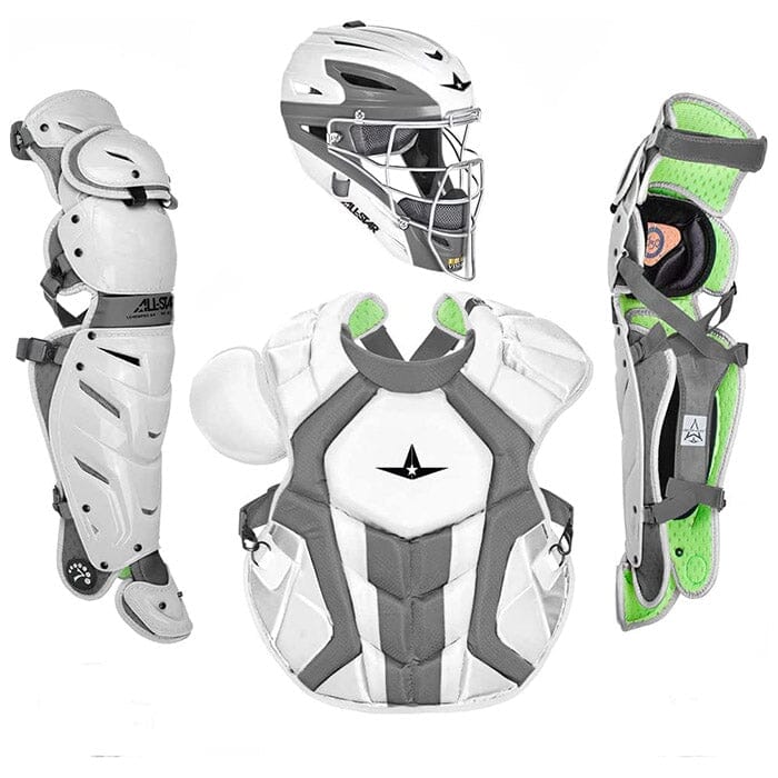 All-Star Adult System 7 Axis 2-Tone Baseball Catcher’s Set: CKCCPRO1X-TT Equipment All-Star White / Graphite 