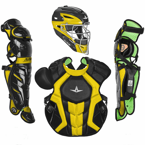 All-Star Adult System 7 Axis 2-Tone Baseball Catcher’s Set: CKCCPRO1X-TT Equipment All-Star Black / Gold 