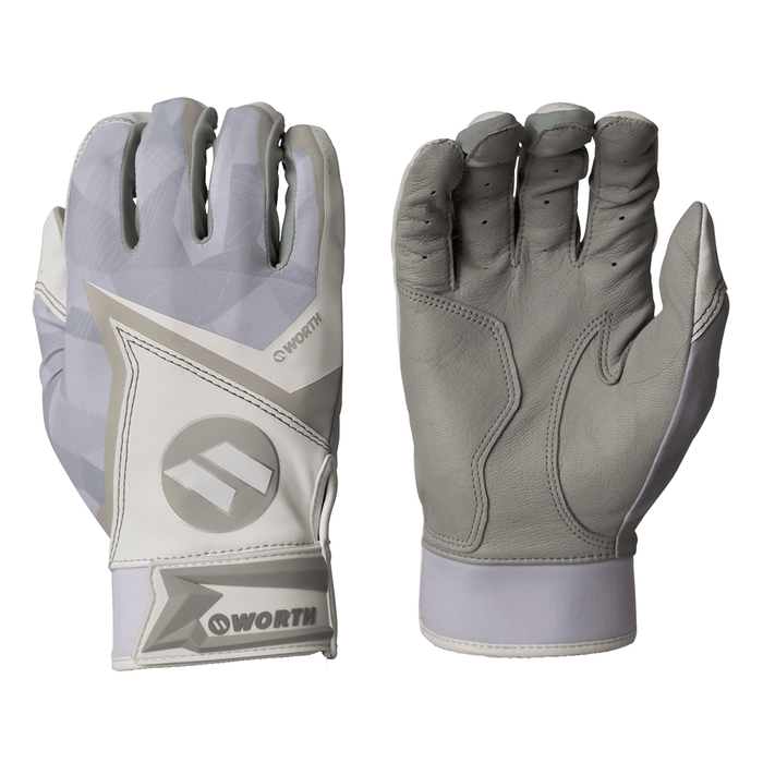 Worth Slowpitch Adult Softball Batting Gloves: WBLG20 Equipment Worth Small White 