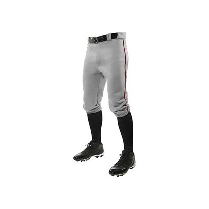 Champro Adult Triple Crown Knicker with Braid Pants: BP101A Apparel Champro Small Gray/Scarlet 