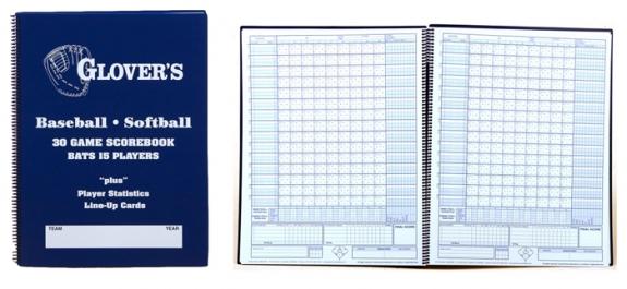 Glover's Large Baseball-Softball Scorebook Equipment Glover 