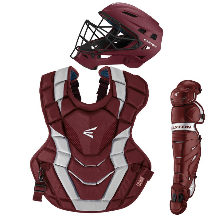 Easton Elite-X Boxed Intermediate Box Catcher's Set: A165425 Equipment Easton Maroon-Silver 