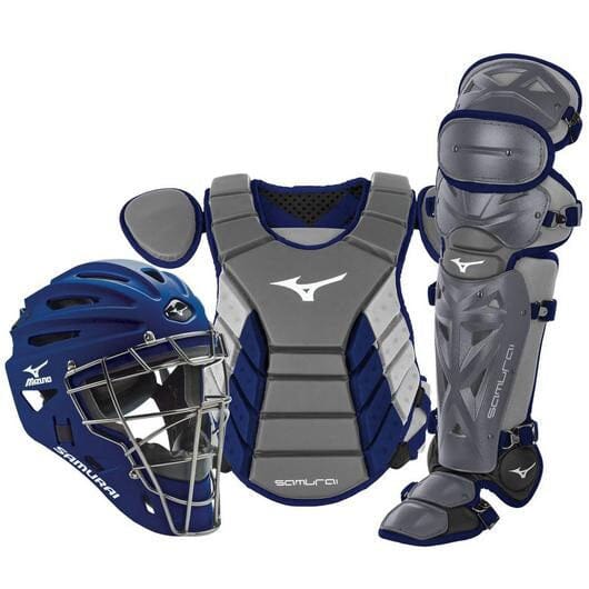 Mizuno Samurai Adult 15" Baseball Boxed Catcher's Set: 380418 Equipment Mizuno Gray-Navy 