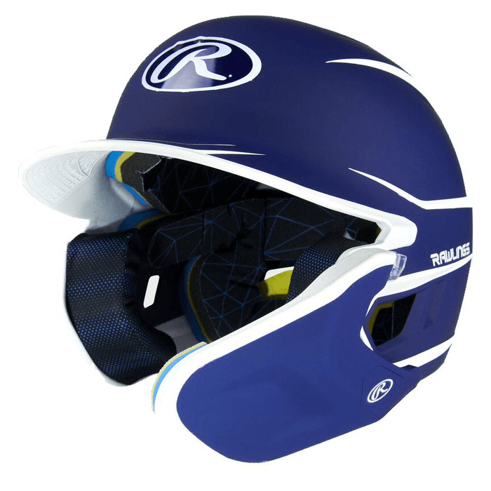 Rawlings Mach Adjust Junior Two-Tone Matte Baseball Batting Helmet With Adjustable Face Guard: MA14J Equipment Rawlings Royal-White Left Hand Batter 