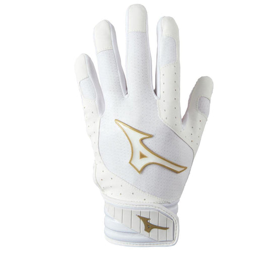 Mizuno Finch Women's Softball Padded Batting Gloves - Adult Equipment Mizuno X-Small White-Gold 