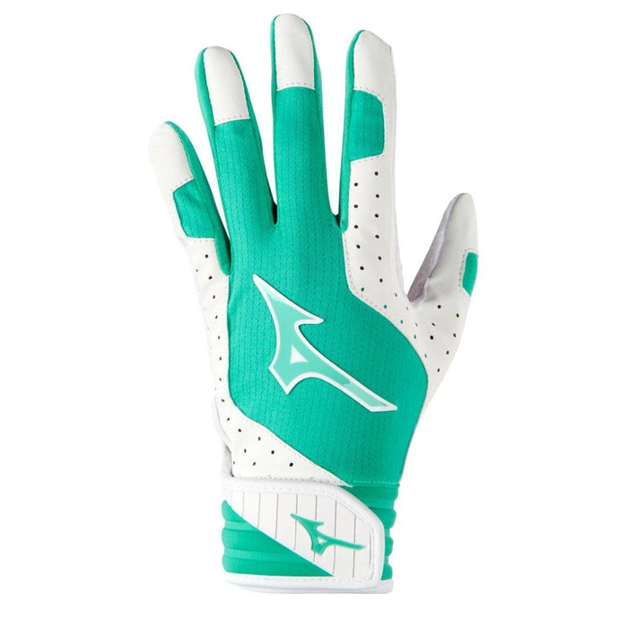 Mizuno Finch Women's Softball Padded Batting Gloves - Adult Equipment Mizuno X-Small White-Mint 